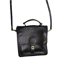 90s Vtg Coach 5130 Station Bag Black Leather Crossbody Purse Satchel Travel USA